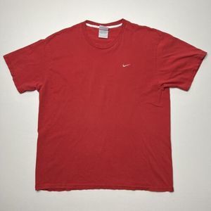 Vintage Nike Check T-Shirt Gray Silver Tag Red Embroidered Essential Size XL